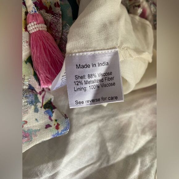 Rococo Sand Floral Leila Metallic Stars Mini Dress Sz XS Wrap Viscose Lined NWT - Picture 13 of 17